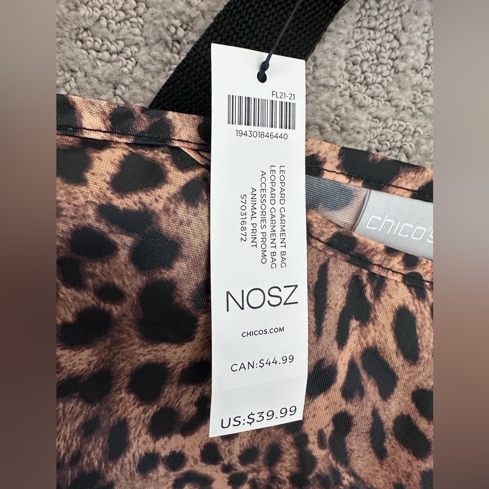 Chico's Leopard Garment Bag-New With Tags - Picture 3 of 10